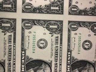 $1 UNCUT SHEET 1x50 ONE DOLLAR BILLS 2017 UNITED STATES CURRENCY MONEY BEP 4