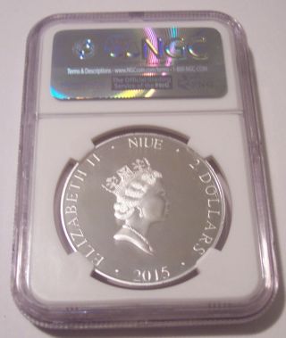 Niue 2015 1 Ounce Silver 2 Dollars Washington Monument Proof PF70 UC NGC ER 2
