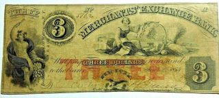 1854 York Merchants Exchange Bank $3
