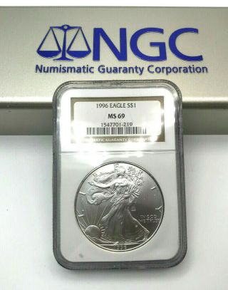 1996 United States 1 Oz Silver American Eagle S$1 Ngc Ms69