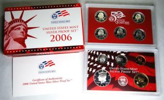 Us 2006 - S Silver Proof 10 Coin Set State Quarters W Nib