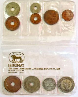 1927 - 1942 Silver Palestine One Mil To 100 Mils Ten Coin Type Set