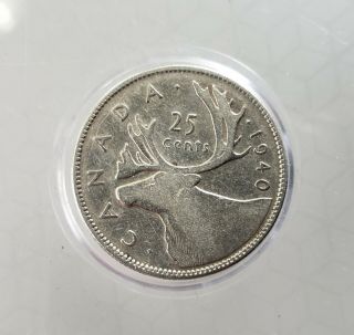 1940 Canada 25 Cent Coin 80 Silver