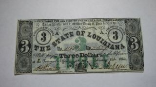 $3 1862 Baton Rouge Louisiana La Obsolete Currency Bank Note Bill Xf,