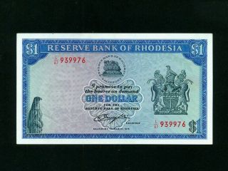Rhodesia:p - 34a,  1 Dollar,  1976 Aunc