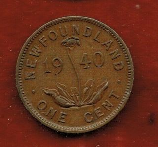 Newfoundland 1940 One Cent.  George Vi.  Mintage 300,  000