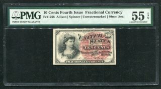 Fr.  1258 10 Ten Cents Fourth Issue Fractional Currency Pmg About Unc - 55epq