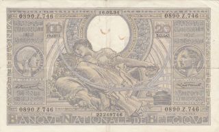 100 Francs Very Fine Banknote From Belgium 1934 Pick - 107
