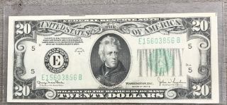 Series 1934 B $20 Twenty Dollar Federal Reserve Note Fr 2058e Ba35