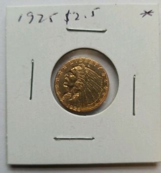 Strong Denver Gold 1925 - D Indian Head $2.  50 Quarter Eagle U.  S.  2 1/2