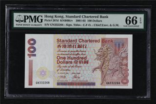 2001 - 02 Hong Kong Standard Chartered Bank 100 Dollars Pick 287d Pmg 66 Epq Unc