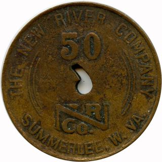 The River Company Summerlee,  West Virginia Wv Orco Scrip 50¢ Trade Token