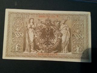 1000 Mark note 1910 Reichsbanknote Nr.  8076151NU 2