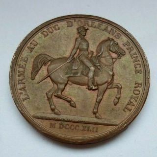 1842 Duke Of Orleans On Horse King Louis Philippe French Historic Medal By Barre