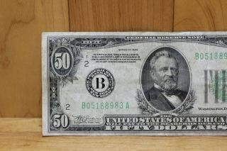 1934 Series $50.  00 - FIFTY DOLLARS BILL - US CURRENCY B seal YORK B05188983A 2