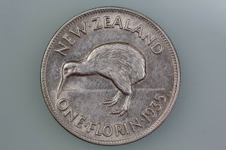 Nz Florin Coin 1935 Km4 Almost Extremely Fine
