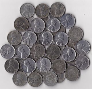 1943 - P Wwii Steel,  Wheat Penny Roll.  All Circulated Coins.  No Rust
