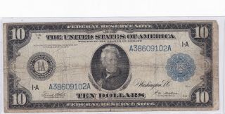 Series 1914 Ten Dollars Federal Reserve Note $10 Large Size Note