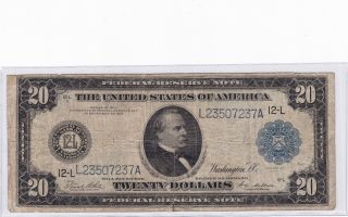 Series 1914 Twenty Dollars Federal Reserve Note $20 Large Size Note