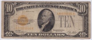 Series 1928 Ten Dollars $10 Gold Certificate Note | 1