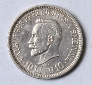 Lithuania Smetona Silver 10 Litu 1938