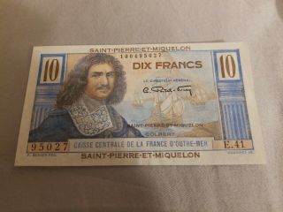 Saint Pierre And Miquelon 10 Francs (1950 - 60) Pick 9 Unc