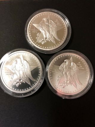 Three Texas Centennial (remember The Alamo) Commemorative 1oz Silver Coins