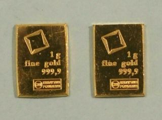 1 Gram Valcambi Suisse Gold Bar.  9999 Fine