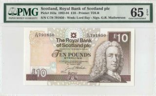1994 Royal Bank Of Scotland 10 Pounds Consecutive 1 Of 2 ( (pmg 65 Epq))
