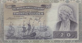 20 Gulden Very Fine Banknote From German Occupied Netherlands 1941 Pick - 54