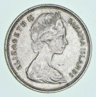 Silver World Coin - 1966 Bahama Islands 50 Cents - World Silver Coin 10.  4g 846