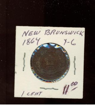 1864 Brunswick Canada One Cent Penny Coin Y 6