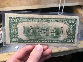 1934 A $20 DOLLAR BILL HAWAII FEDERAL RESERVE NOTE WWII EMERGENCY 2