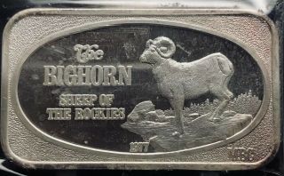 1977 Ussc The Bighorn Sheep Of The Rockies 1 Oz Silver Art Bar Sn 134 (1856)