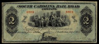 Charleston,  Sc - South Carolina Rail Road Company $2 July 1,  1873
