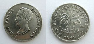 1849 Bolivia 8 Soles Silver (. 903) 37mm Km 109 Circulated
