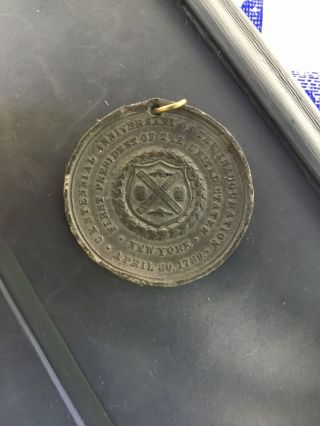 1789 - 1889 George Washington Inaugural York Medal Antique Token 2