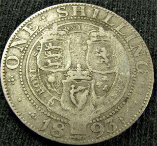 1893,  1895 Great Britain Shillings,  Queen Victoria, .  925 Silver 3