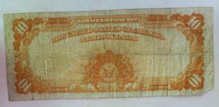 1922 $10.  00 Large Size Gold Certificate USA 2