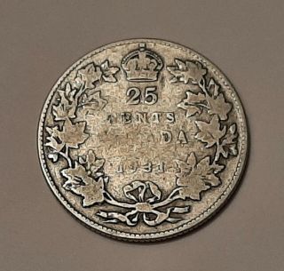 1931 Canada 25 Cents Coin (80 Silver) - King George V