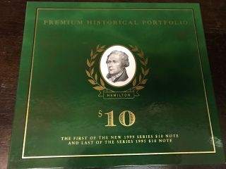1995 & 1999 $10 Premium Historical Portfolio Bureau of Engraving & Printing, 2
