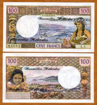 Hebrides,  100 Francs,  Nd (1977),  Pick 18d,  French Colonial (now Vanuatu) Unc