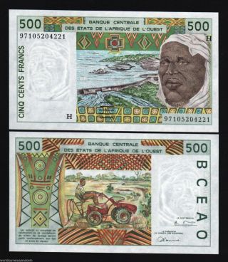 West African States Niger Rare 500 Francs P610 H 1997 Dam Unc Money Bill Note