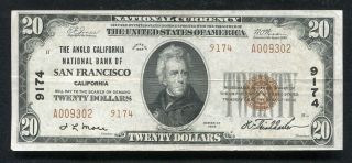 1929 $20 Tyii The Anglo California National Bank Of San Francisco,  Ca Ch 9174