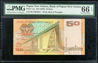 Papua Guinea 50 Kina Nd 1989 P 11 Gem Unc Pmg 66 Epq