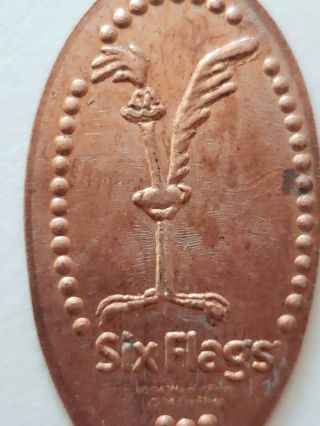 Six Flags Roadrunner Pressed Penny Elongated Smashed 2