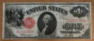 Series Of 1917 Large Size $1 Circulated United States Note T17021389a - Sharp,