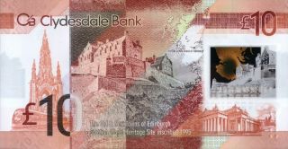 UK CLYDESDALE BANK 10 POUNDS 2017 P - 229Q UNC Robert Burns POLYMER 2