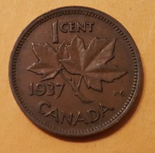Canada 1937 1 Cent Copper Canadian Small Penny.