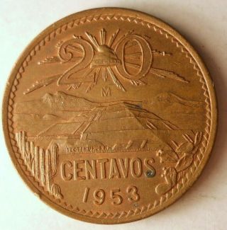 1953 Mexico 20 Centavos - Au - Scarce Vintage Coin - - Mexico Bin C